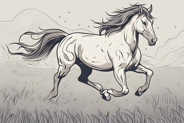 Draw a brave horse running through the meadow.
Generative AI 