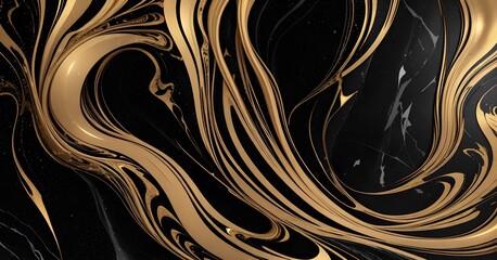 abstract flowing yellow color material on black background