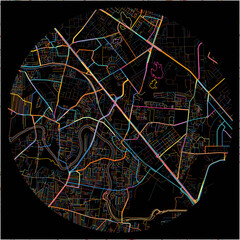 Colorful Map of Pimpri-Chinchwad, Maharashtra with all major and minor roads.