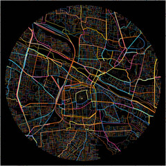 Colorful Map of Madurai, Tamil Nadu with all major and minor roads.