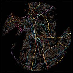 Colorful Map of Ajmer, Rajasthan with all major and minor roads.