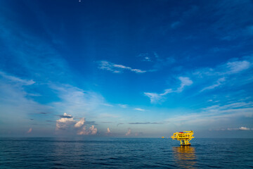 Offshore oil and gas wellhead remote platform which produced raw material for sent to onshore...