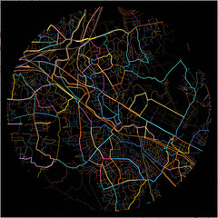 Colorful Map of Ulhasnagar, Maharashtra with all major and minor roads.