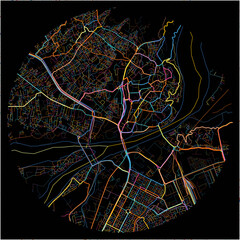 Colorful Map of Jammu with all major and minor roads.