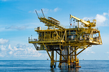 Offshore oil and gas wellhead remote platform which produced raw material for sent to onshore...