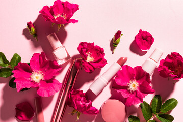 Make up products and flowers