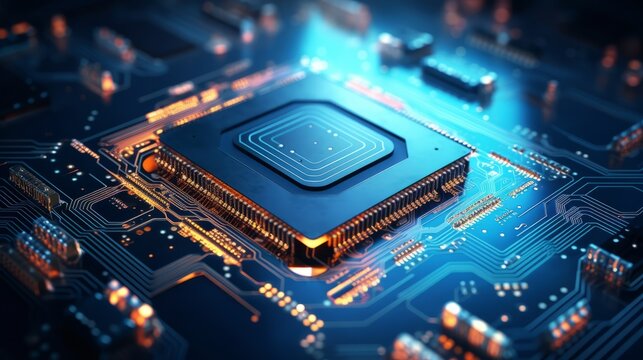 Photo of a processor chip on a printed circuit board