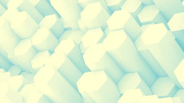 Abstract 3D geometric background, white hexagons shapes stacks, render technology illustration