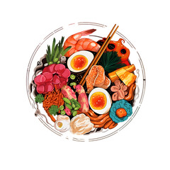 Japanese food illustration isolated on transparent background