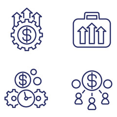 capital, money, portfolio growth line icons