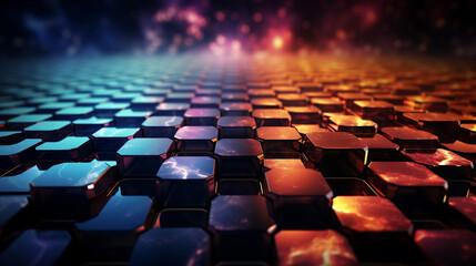 Obraz premium metal texture of rhombuses with bright light, minimalistic background, ai generative