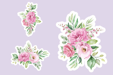 lisianthus flowers bouquets and branches stickers illustration