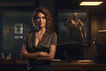 Businesswoman standing by her desk at the office