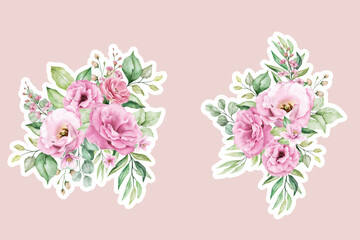lisianthus flowers bouquets and branches stickers illustration