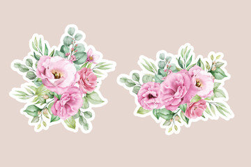 lisianthus flowers bouquets and branches stickers illustration