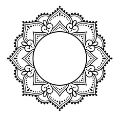 Frame in eastern tradition. Stylized with henna tattoos decorative pattern for decorating covers for book, notebook, casket, magazine, postcard and folder. Flower border in mehndi style.