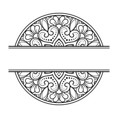 Fototapeta premium Frame in eastern tradition. Stylized with henna tattoos decorative pattern for decorating covers for book, notebook, casket, magazine, postcard and folder. Flower border in mehndi style.