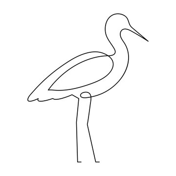 one single line drawing of cute heron bird vector illustration art
