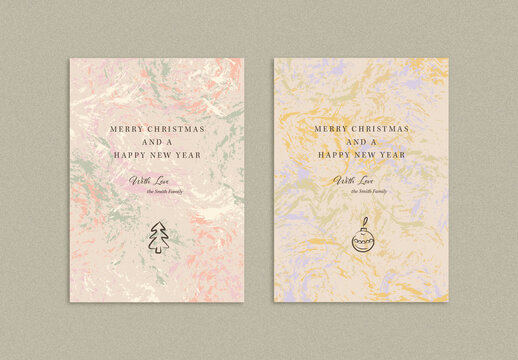 Christmas Card Layouts with Pastel Texture