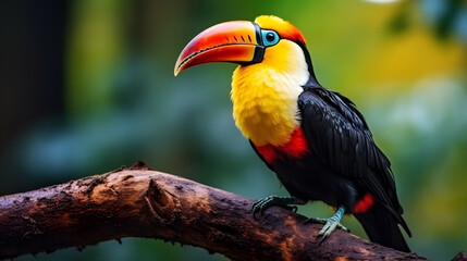 colorful bird on the branch. Ramphastos sulfuratus bird on the branch