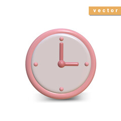 3d realistic round clock icon