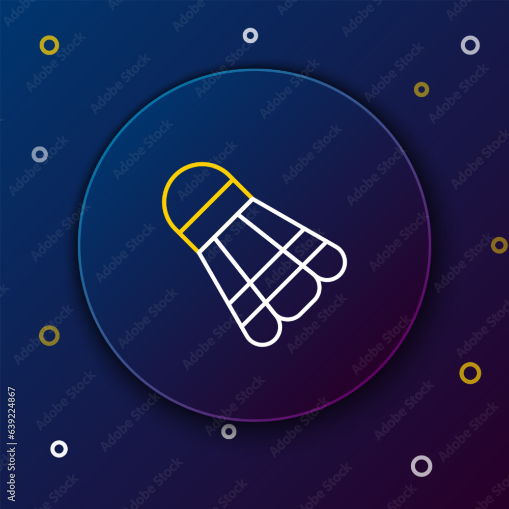 Wall mural Line Badminton shuttlecock icon isolated on blue background. Sport equipment. Colorful outline concept. Vector