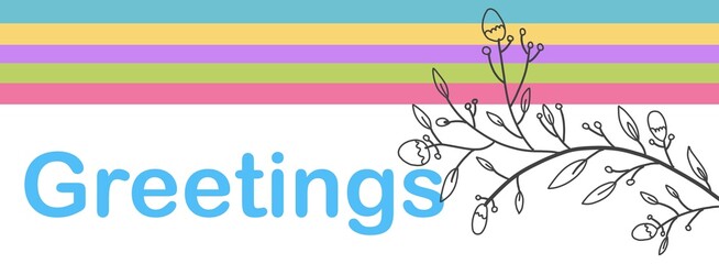 Greetings Floral Element Colorful Stripes Text Horizontal