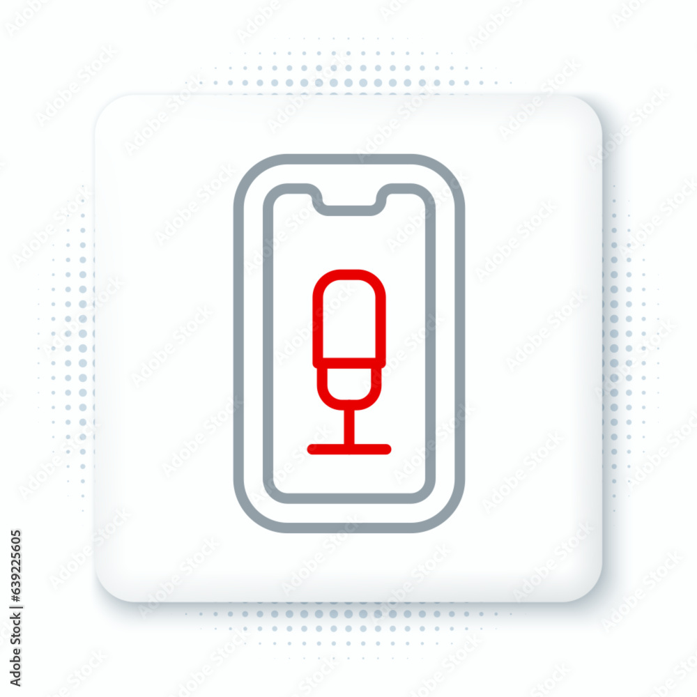 Poster line mobile recording icon isolated on white background. mobile phone with microphone. voice recorde