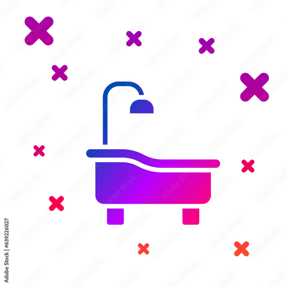Poster color bathtub icon isolated on white background. gradient random dynamic shapes. vector