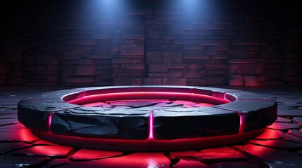 Fototapeta premium Moderm futuristic podium mockup. Blank pedestal for product, generative ai