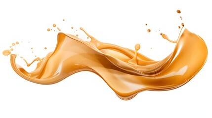 Caramel splash on white or transparent background