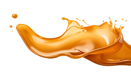 Caramel splash on white or transparent background