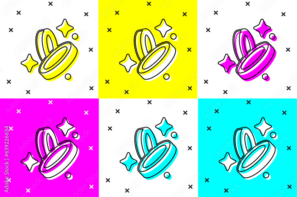 Poster set pirate coin icon isolated on color background. vector