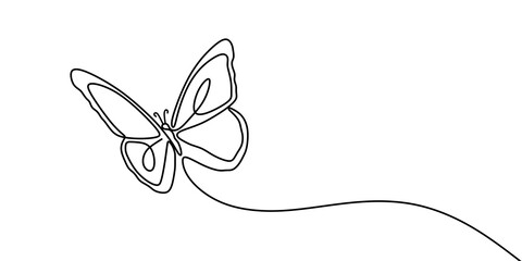 Butterfly vector linear icon. Butterfly one line in one line vector. Linear outline design of butterflies. PNG illustration.