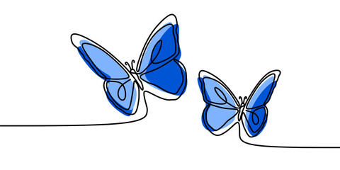 Butterfly vector linear icon. Butterfly one line in one line vector. Linear outline design of butterflies. Vector illustration.