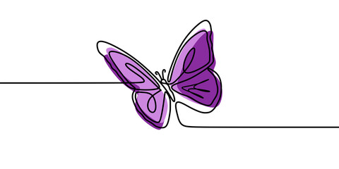 Butterfly vector linear icon. Butterfly one line in one line vector. Linear outline design of butterflies. PNG illustration.