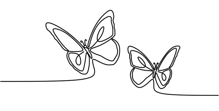 Butterfly vector linear icon. Butterfly one line in one line vector. Linear outline design of butterflies. Vector illustration.