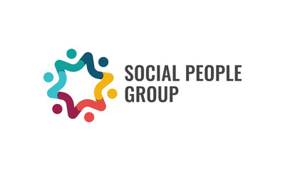 Colorful people teamwork community diversity star logo vector design