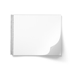 Close up view sketch book isolated on white background.