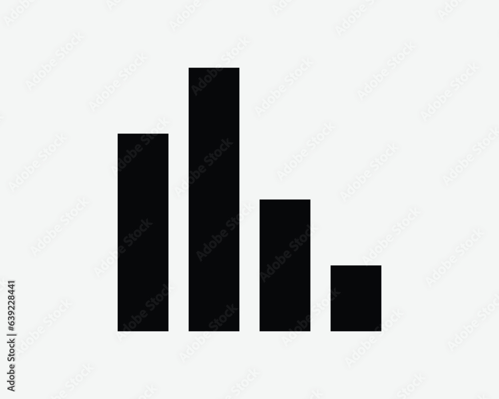 Poster bar chart icon graph data statistic business finance market report black white outline shape vector 