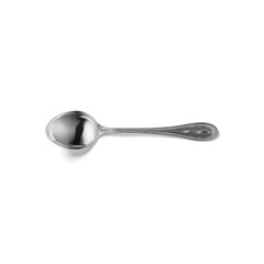 Close up view tea spoon isolated on white background.