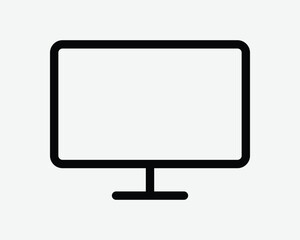Desktop Monitor Icon Computer Display Screen TV Television LED LCD PC Laptop Device Blank Empty Black White Vector Sign Symbol Illustration Clipart
