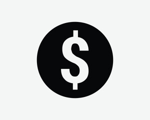 Dollar Sign Round Icon Money Currency Cash Finance Bank Financial Payment Wealth Rich Circular Circle Black White Outline Shape Vector Clipart Symbol