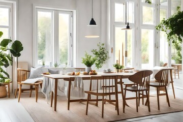 Fototapeta na wymiar a charming breakfast nook with a Scandinavian dining set and plenty of natural light