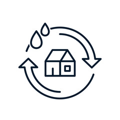 The concept of cleaning, water filtration, air humidification in the house. Vector icon isolated on white background.