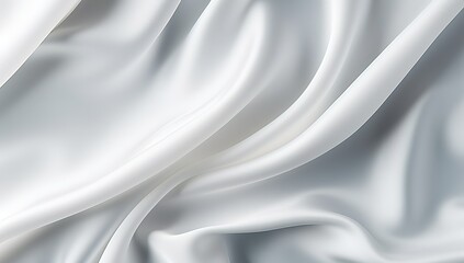 Obraz premium Closeup of rippled white silk fabric cloth lines.