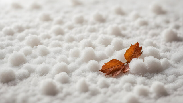 winter banner with snow and dried leaf