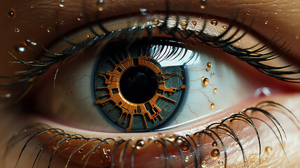 human eye with beautiful eyes and eyeglasses - obrazy, fototapety, plakaty
