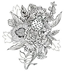 Bouquet batik damask retro flower elements