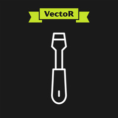 White line Screwdriver icon isolated on black background. Service tool symbol. Vector